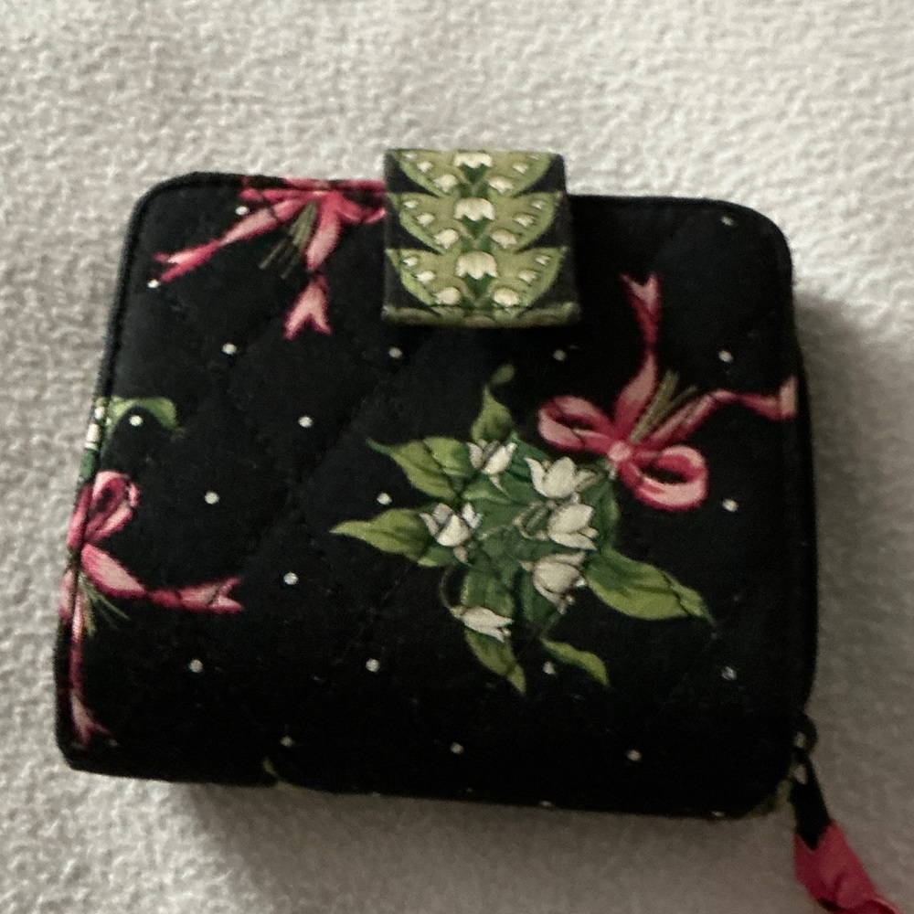 Vera Bradley Black Floral Quilted Wallet